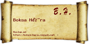 Boksa Héra névjegykártya